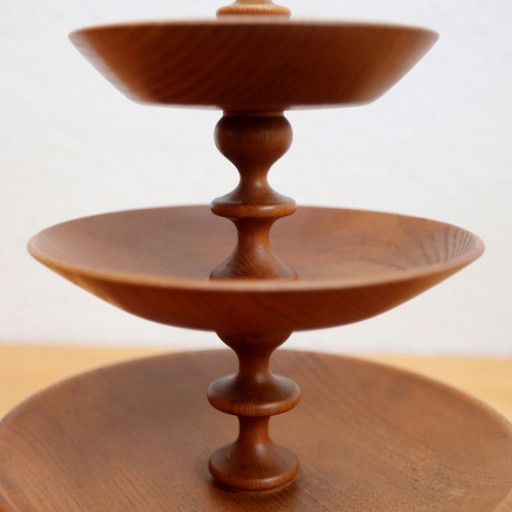 ❤️ Handmade wooden tiered serving tray, GDR Midcentury