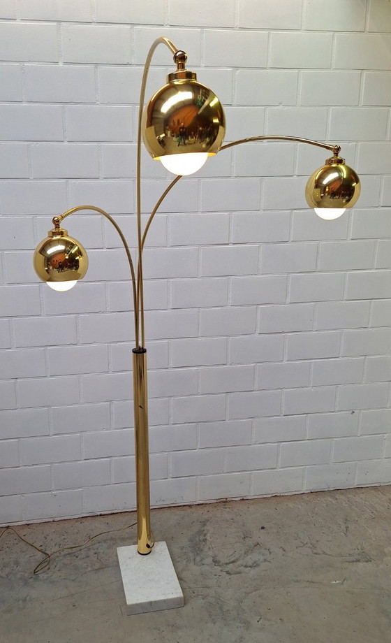 Image 1 of Booglamp vintage 3 armen goudkleur.