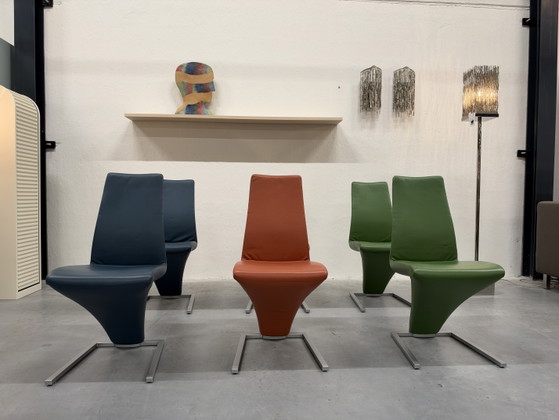 6 Rolf Benz 7800 Dining chairs green Orange Blue, Leather (photo 3 of 11)