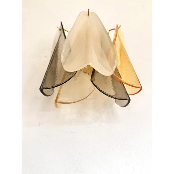 Image 1 of Contemporary Modern Multicolor Amber "Rondini" Murano Wall Sconces- Set of Two