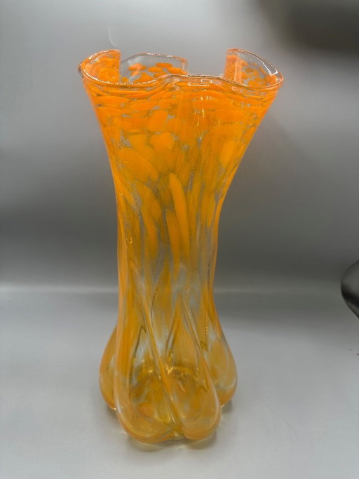 Murano vase orange hand-blown designer vase