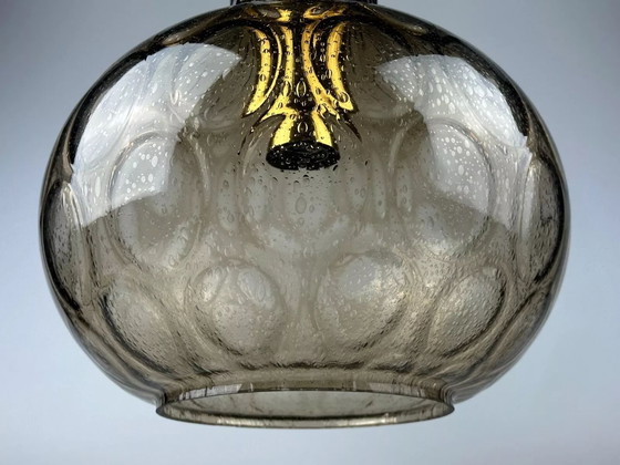 Image 1 of Lampada da soffitto anni &#39;60-&#39;70 Glashütte Limburg Germania vetro e ottone Space Age