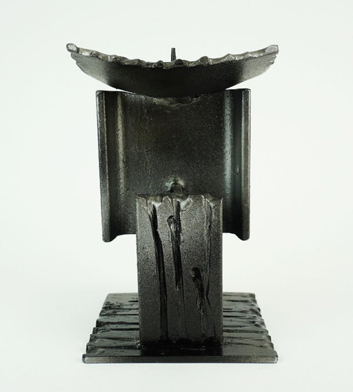 PORTE-BOUGIE en fer au design brutaliste moderne du milieu du siècle