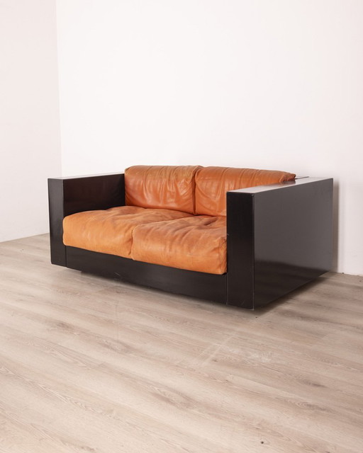 Lederen sofa Saratoga van M. & L. Vignelli voor Poltronova, jaren 1960