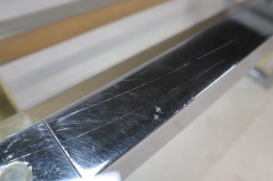 Image 1 of Table de salle à manger vintage en chrome et laiton de Zevi, Italie, années 1970