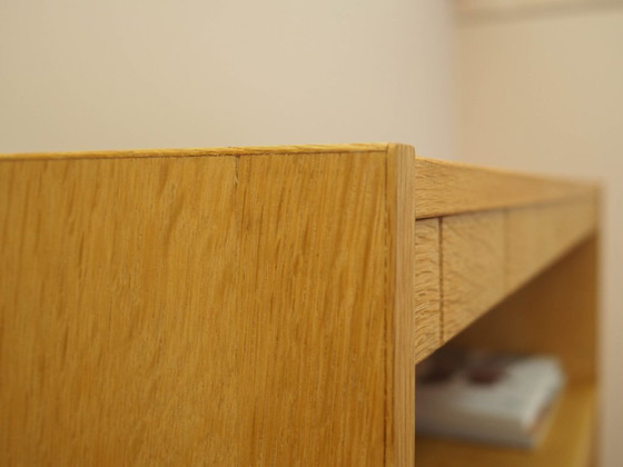 Danish Oak Bookcase by Henning Kjærnulf with Glass Doors and Geometric Panels, 1960s – Wood (photo 9 of 21)
