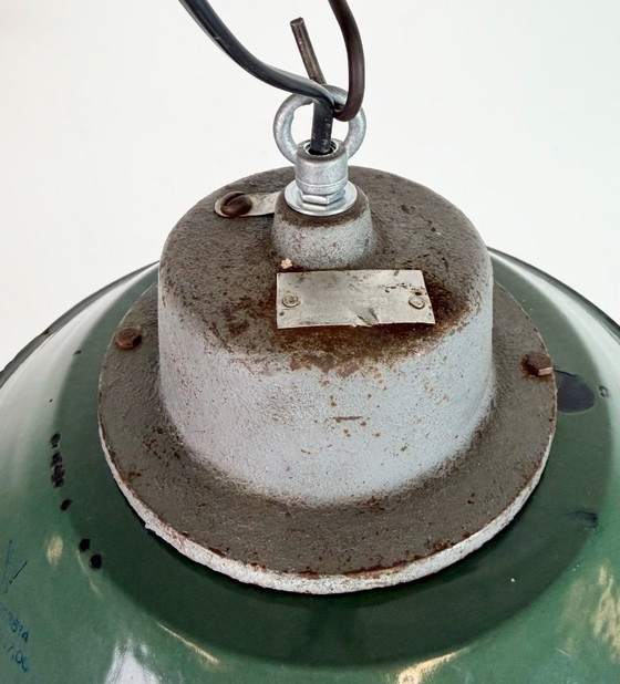 Image 1 of Green Enamel and Cast Iron Industrial Pendant Lamp, 1960s