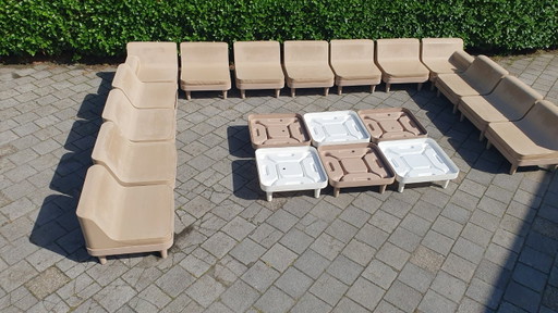 Sixinch Offshore 20-teiliges modulares Design-Lounge-Set Taupe Vintage