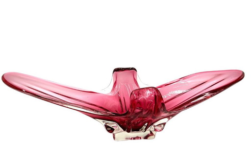 Plat en verre rose, Italie, années 1970