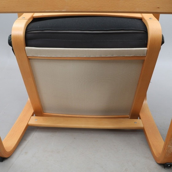 Image 1 of Noboru Nakamura for IKEA — Pair of “Points” Armchairs — Birch & Leather Upholstery — Contemporary — H 94 cm (37.0 inches).  ￼