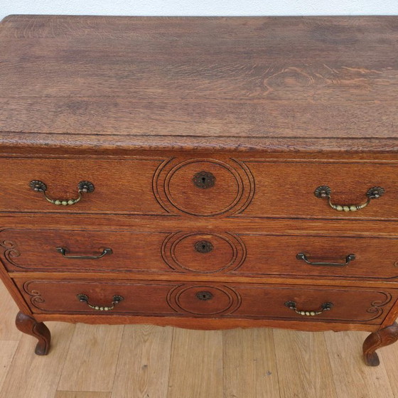 Wooden Chest of Drawers, Bathroom Cabinet with Three Drawers, Metal, Brown, Vintage (photo 12 of 12)
