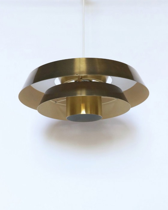 Image 1 of Vintage Danish brass pendant lamp Jo Hammerborg