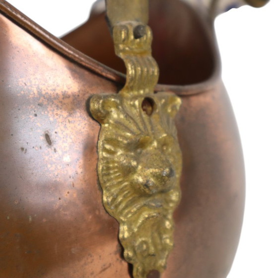 Oude Koperen Helmvormige Kolenkit – Plantenbak, Ceramic, Copper (photo 11 of 14)