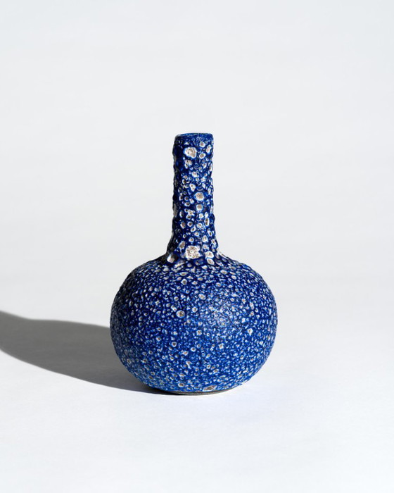 Image 1 of Albert Kiessling Moon Lava Glaze Ceramic Bottle Vase Handcrafted Studio Pottery