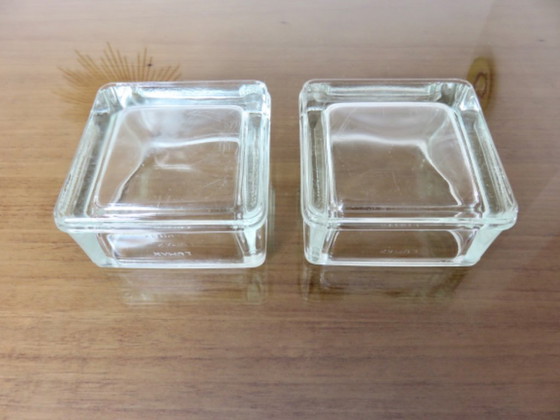 Image 1 of Glass pavé, ashtray, signed lumax, 4 available, Le Corbusier, Perriand, Adnet, 50's