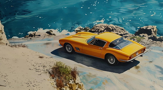 Image 1 of Alberto RICARDO - Auto en la playa - Lienzo de artista