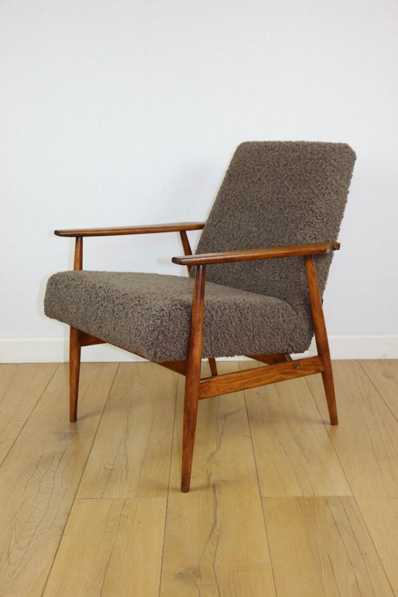 Image 1 of Armchair 'Lis', 1970s brown chocolate brown boucle design by Henryk Lis - 2 pieces available