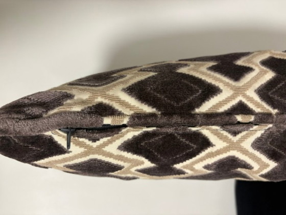Exklusive Dekokissen mit geometrischem Muster im Set, Samt, Beige (Foto 3 von 5)