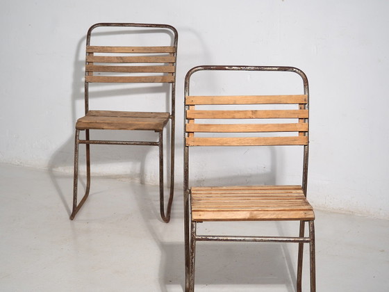 Antique garden chairs (c.1920). Set of 2 pieces #7 – Wood, Iron (photo 16 of 40)