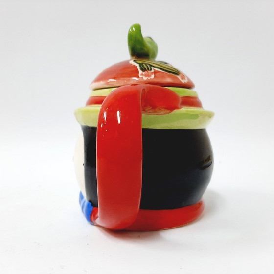 Image 1 of  Vintage Glazed and Lidded Pottery Mug Cup Ceramic, Hand painted - image 2 of 9 Vintage Glazed and Lidded Pottery Mug Cup Cerami