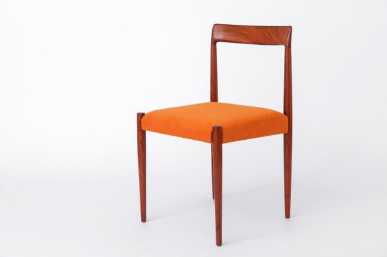 Image 1 of 1 of 2 Vintage Lübke Rosewood Dining Chair, 1960s German Mid Century Chair, Restored Wooden Chair, Orange Upholstered Seat