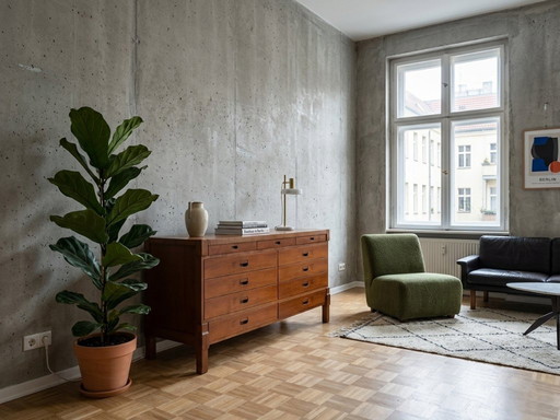 Italian Mid-Century Rationalist Walnut Multi-Drawer Sideboard 1970s