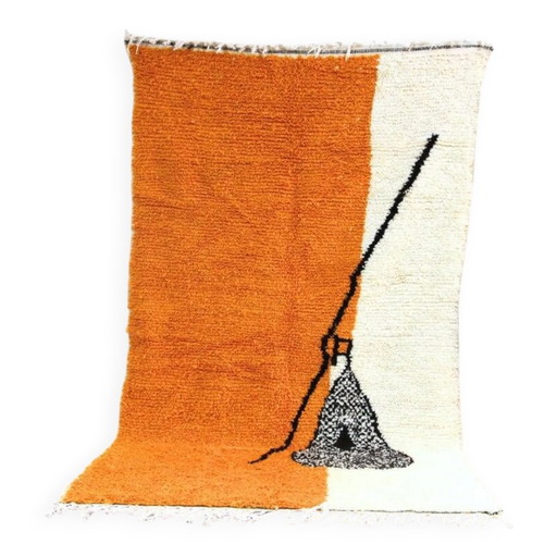 Alfombra marroquí naranja hecha a mano 250cm x 150cm