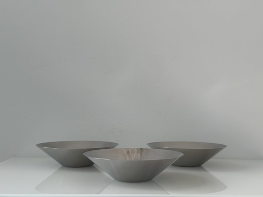 Ensemble de trois bols coniques en acier inoxydable