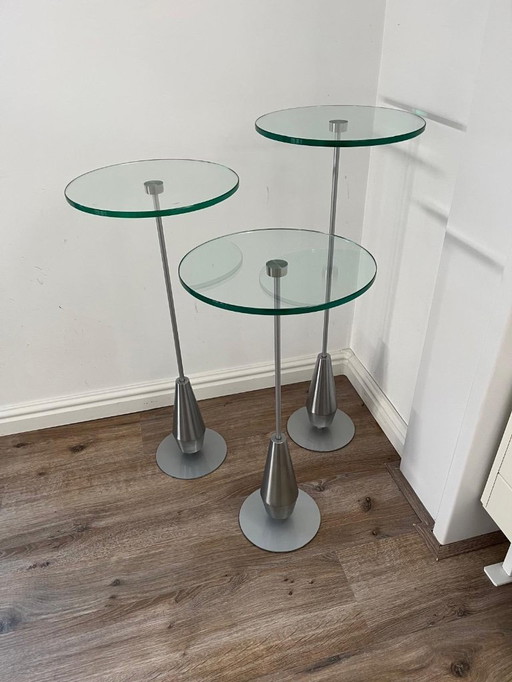 Tables d'appoint Metaform en verre et acier inoxydable