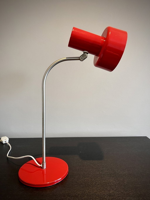 2 Pop Rode Vintage Bureaulampen