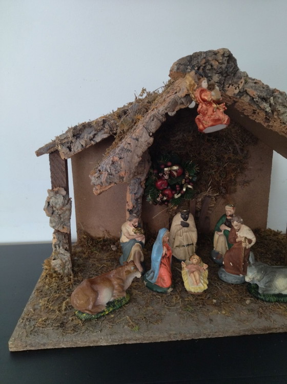 Grand crèche de Noël vintage, Objets déco, Bois, Autre, Marron (photo 2 sur 9)