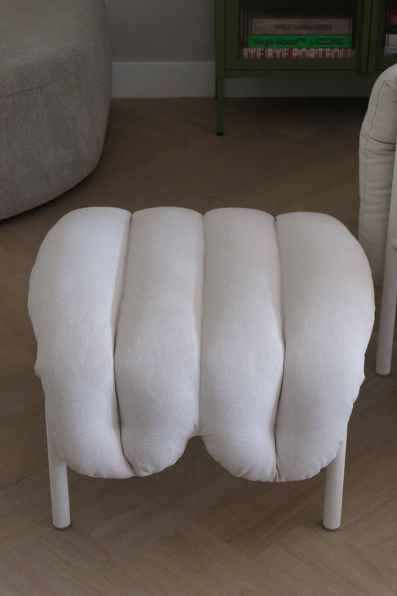 Sessel mit Fußhocker, weiß, Hem, Metall, Stoff, Creme, Modern (Foto 3 von 6)