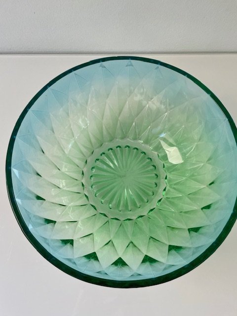 Image 1 of Cuenco de vidrio con diseño | Degradado azul-verde | Acabado pulido | Ø 23 cm