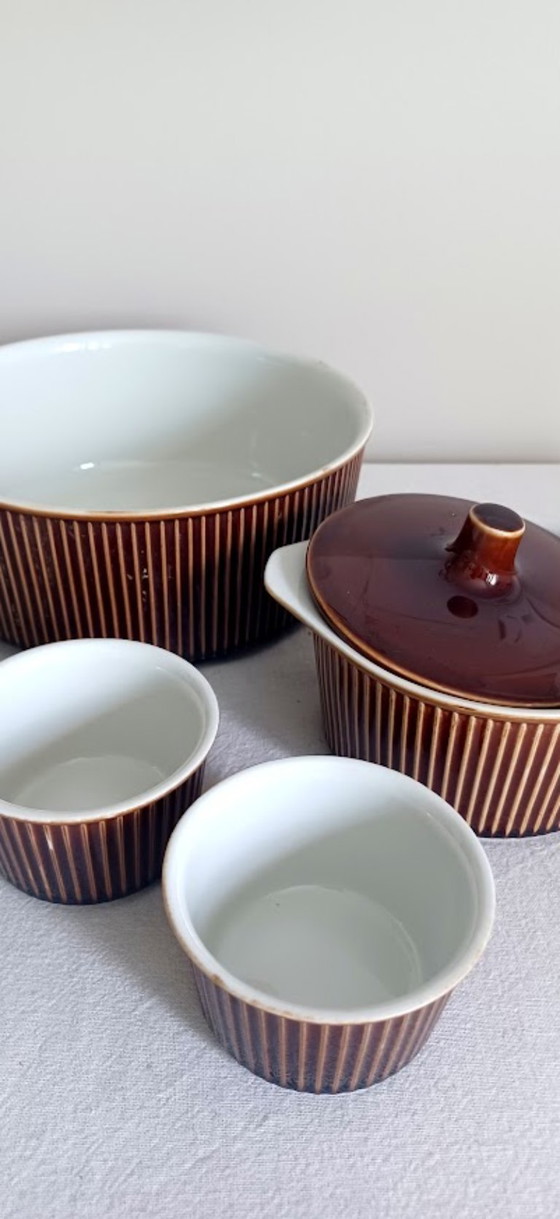 Image 1 of Set da 4 pezzi in gres Villeroy & Boch – Marrone a coste – (marcato, annata 1970-1980)