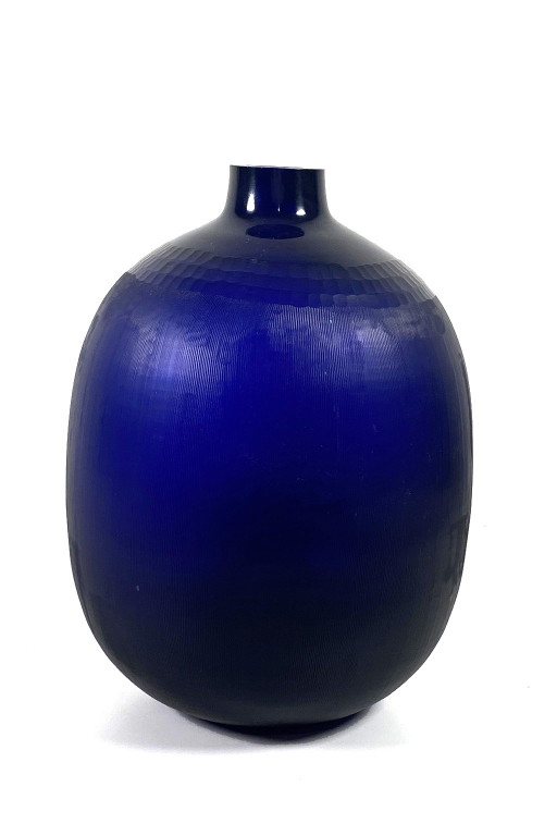 Vaso in vetro decorato blu