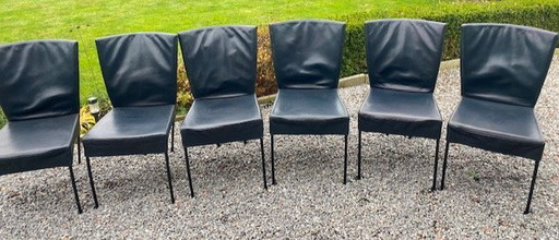 6x Montis Spica Chairs - Dark Blue Leather