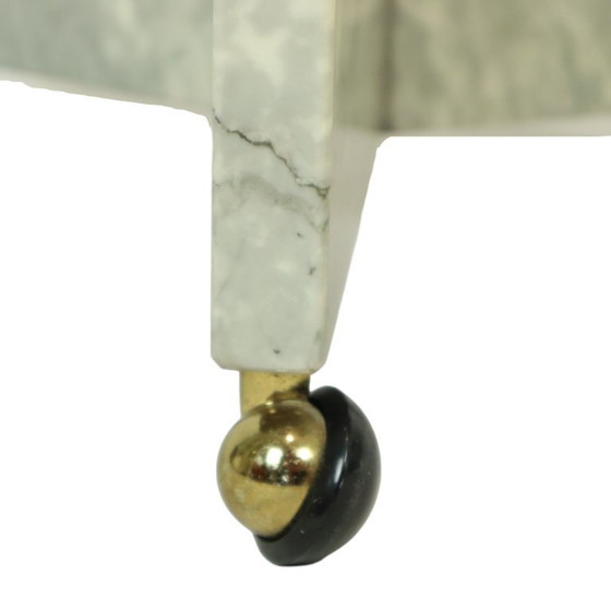Image 1 of Marble Side Table on Wheels 1970s