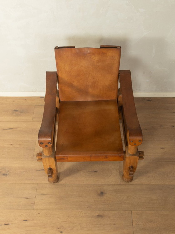 Brutalistische vintage safarifauteuil – Leather, Wood (photo 7 of 7)