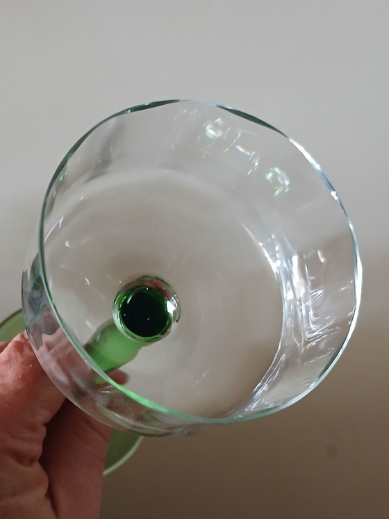 Image 1 of Set of 5 antique hand-blown Art Nouveau wine glasses