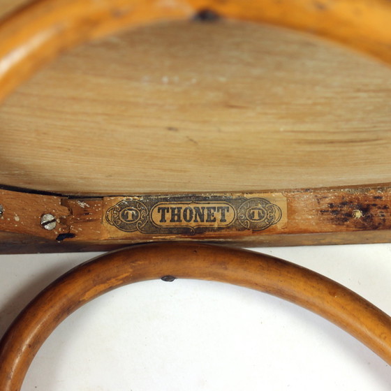 Image 1 of Vintage Thonet Bentwood Eiken Stoel Met Origineel Etiket, Tsjecho-Slowakije, jaren 1920