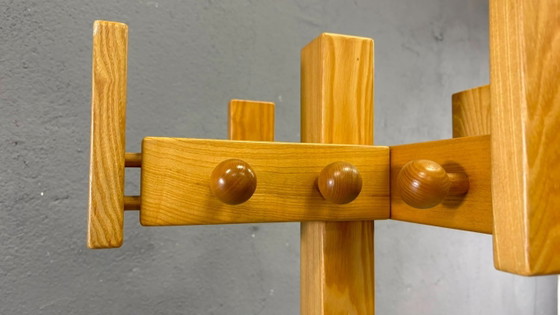 Image 1 of Freestanding Mid-Century Pine Coat Rack, Solid Wood, 1970s, Europe