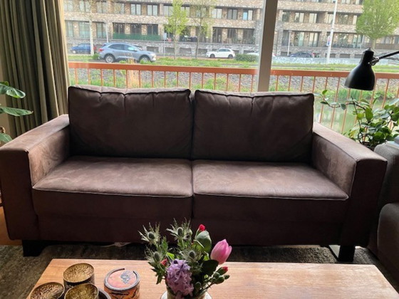 Image 1 of In affitto (a partire da luglio circa): bellissimo divano a 3 posti in micropelle marrone (stile industriale)