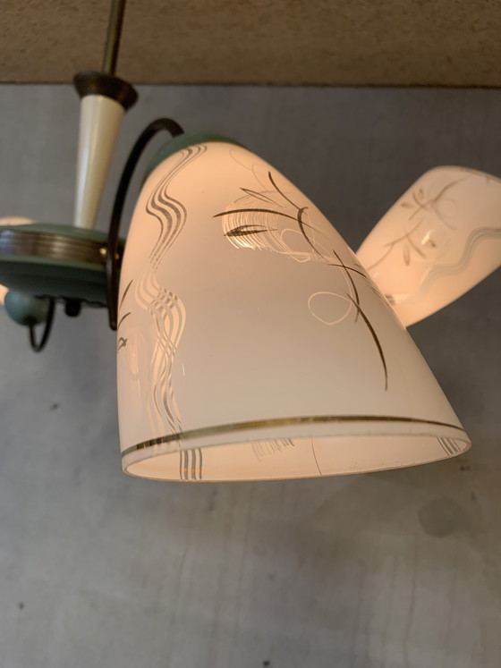 Image 1 of Vintage kroonluchter jaren vijftig ook wel Spider hanglamp genoemd.