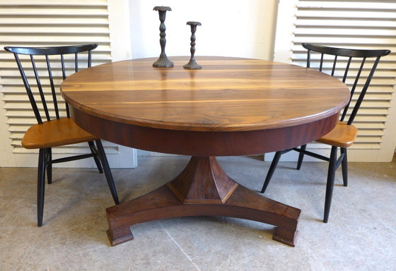 Image 1 of tavolo da pranzo antico rotondo in mogano stile impero