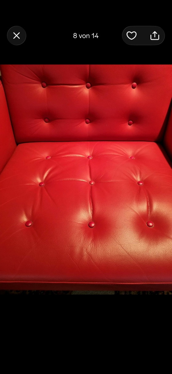 2x Fritz Hansen fauteuil, leer, rood – Leather, Wood (photo 3 of 5)