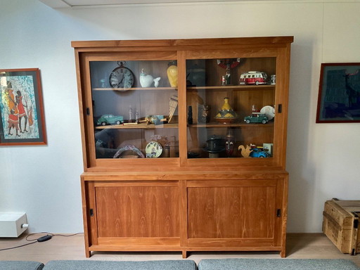 Teak display cabinet in two parts. Good condition!