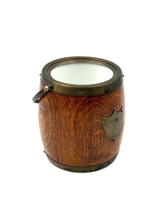 Image 1 of Secchiello per ghiaccio in rovere marrone della metà del secolo scorso, Italia 1950