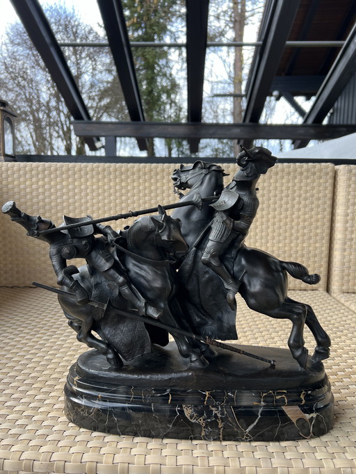 Albert Hinrich Hussmann - Signed bronze sculpture "Tournament Fight"