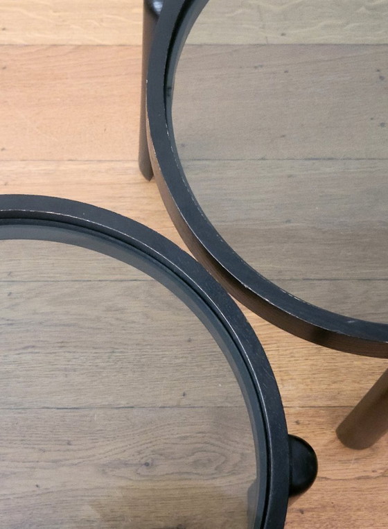 Porada Arredi Cabiate Nesting Tables, Set Van 2, Made In Italy – Bijzettafels, Glass, Wood (photo 8 of 9)