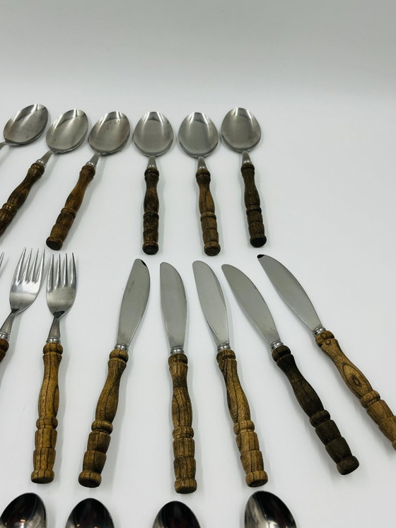 Set di posate vintage da 22 pezzi con manici effetto legno – Wood (photo 6 of 24)